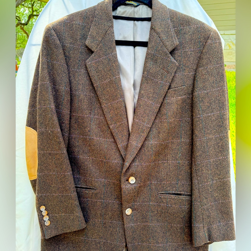 Austin Reed Men's Brown Blazer with Elbow Patches 100%Virgin Wool Size *44R vint